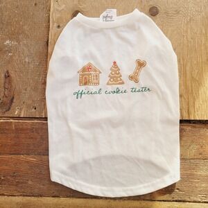 Merry & Bright Official Cookie Tester Dog Shirt White Christmas Gingerbread Med